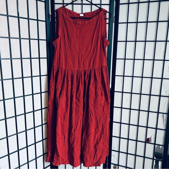 TOAST Dresses Toast Orange Cotton Crinkle Sleeveless Dress Sz M